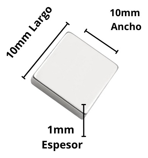 Set 50 Imanes Neodimio N45 Rectangular 10mmx10mmx1mm - Imagen 3