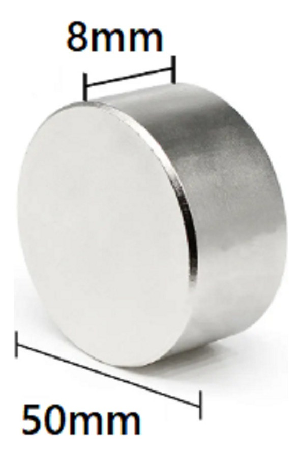Un Iman Neodimio N52 Potente 50mm X 8mm Mm Disco - Imagen 3