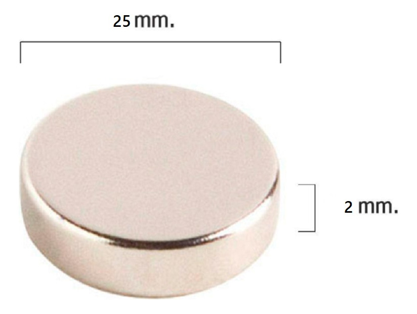Iman Neodimio Potente 25 X 2 Mm Disco X 20 Unidades - Imagen 3
