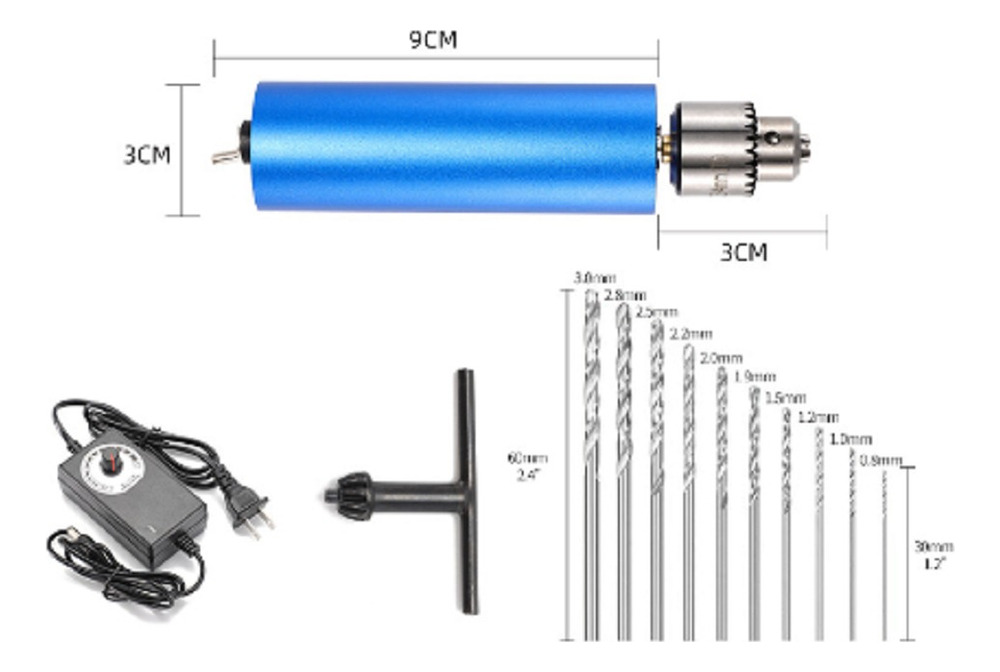 Mini Taladro Eléctrico De Bricolaje + 10 Brocas 110v 60 20 W - Imagen 3