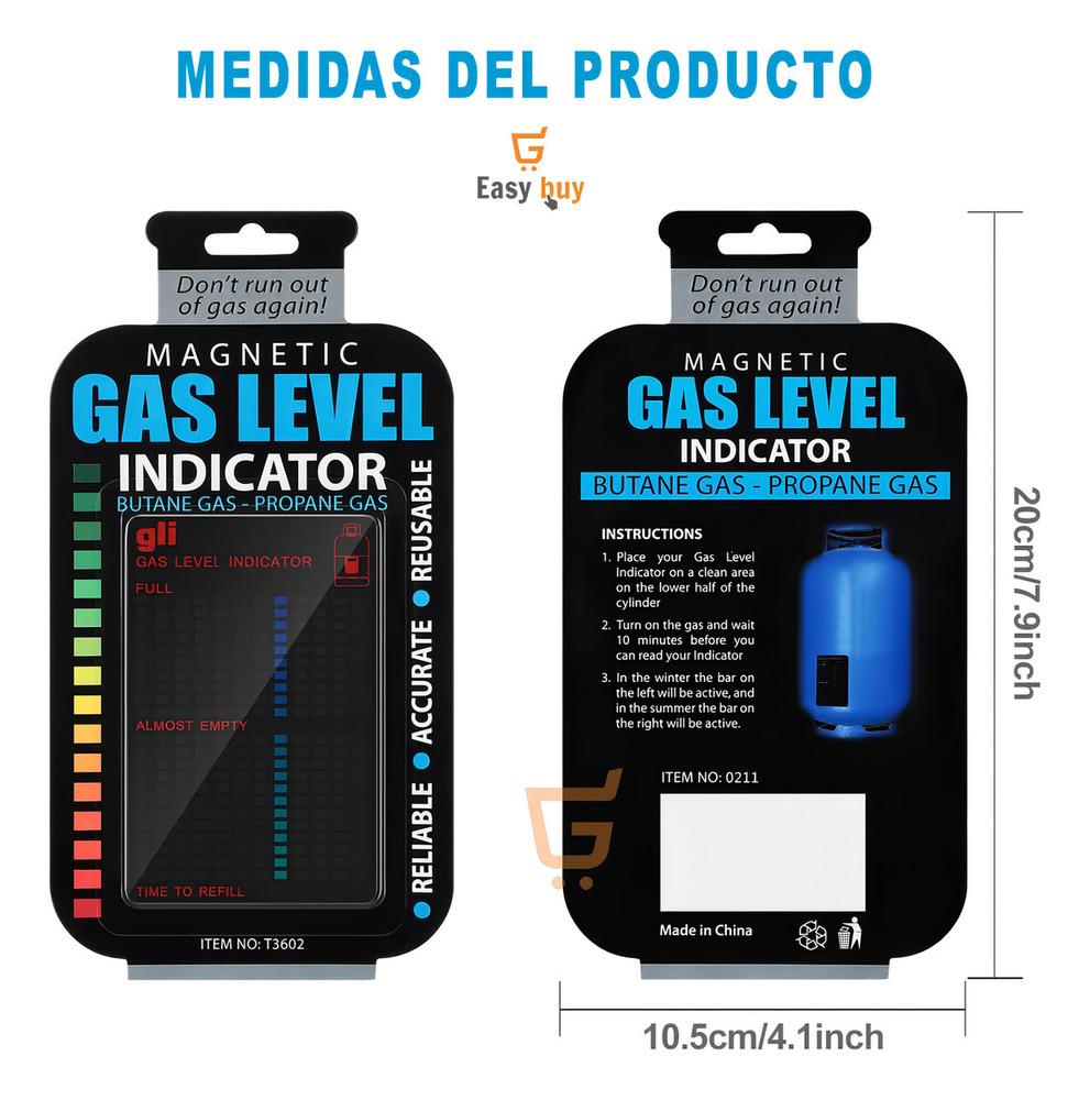 Medidor Magnético Nivel Gas Propano Butano Easybuy 10cm Pipeta - Imagen 7