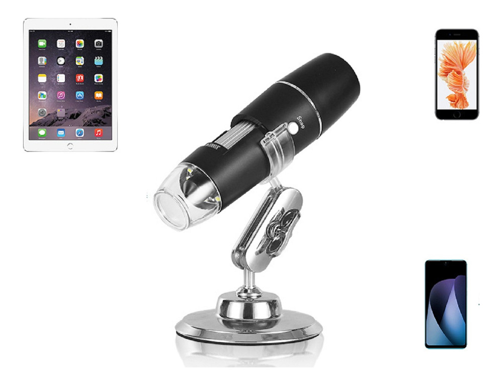 Xijobido Microscopio Digital Portátil 500X – Lupa Con Pantalla IPS De 2″ Y 8 LEDs – Ideal Para Relojes, Minerales Y Joyas – Captura Fotos Y Vídeos