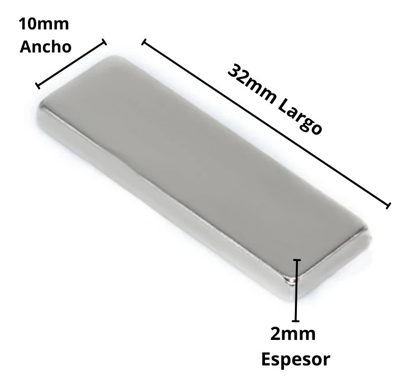Set 10 Imanes Neodimio N45 32mmx10mmx2mm Rectangular - Imagen 3