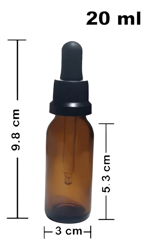 10 Frascos Gotero Vidrio Ambar Pipeta 20ml - Imagen 4
