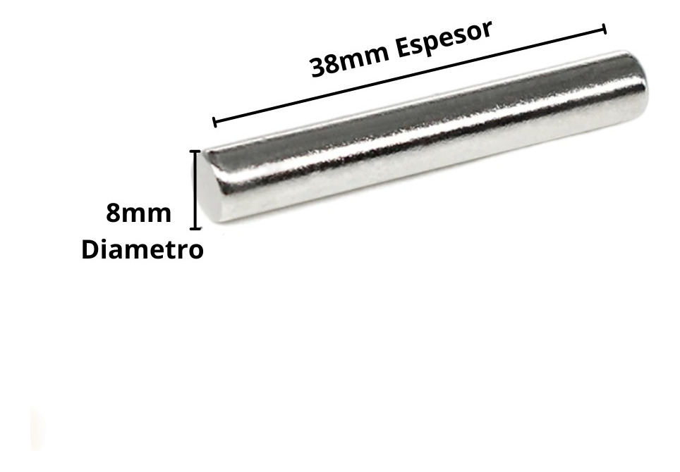 Set 4 Imanes Neodimio N45 Cilindro 8mmx38mm - Imagen 3