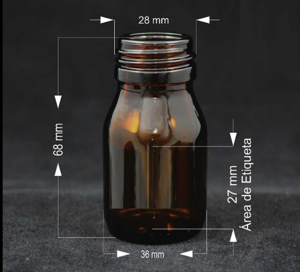 20 Frascos Vidrio Farmaceutico 30ml Ambar + Tapa 28mm + Sub - Imagen 3