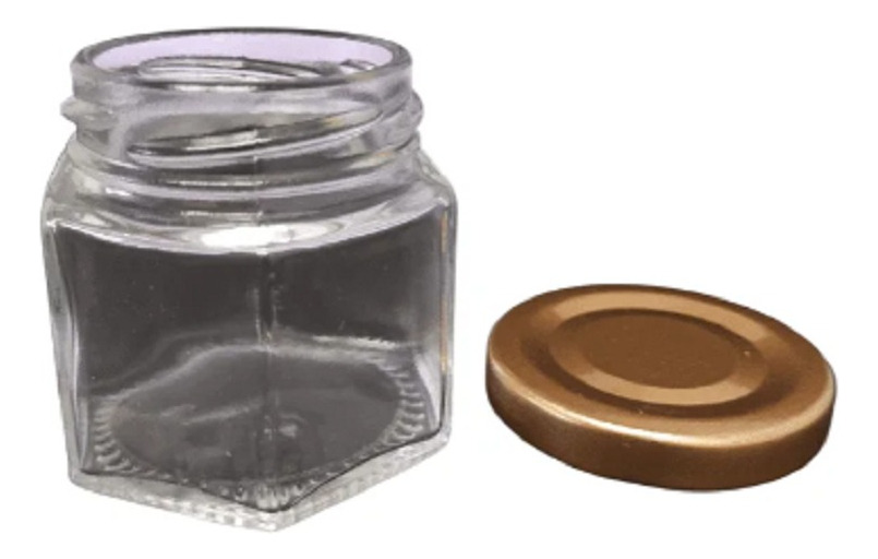 16 Frascos De Vidrio Hexagonal 50ml Conservas Velas + Tapa - Imagen 3