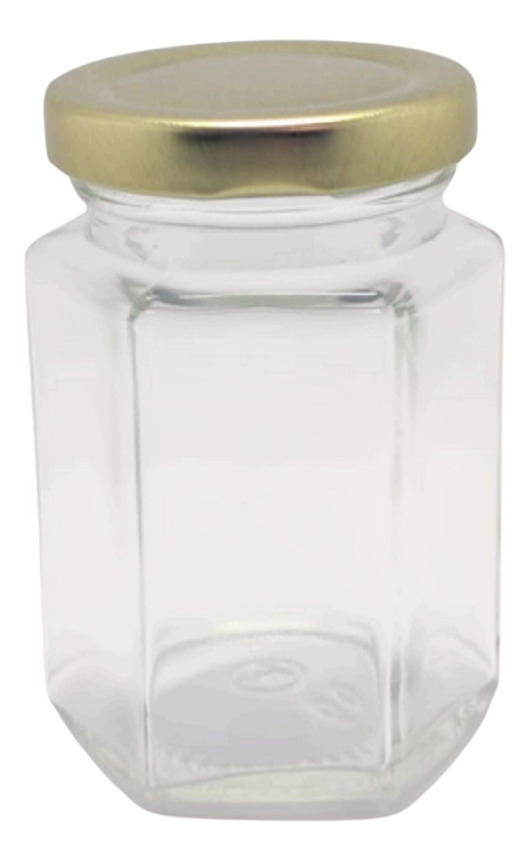 12 Frascos De Vidrio Hexagonal 110ml Conservas Velas + Tapa