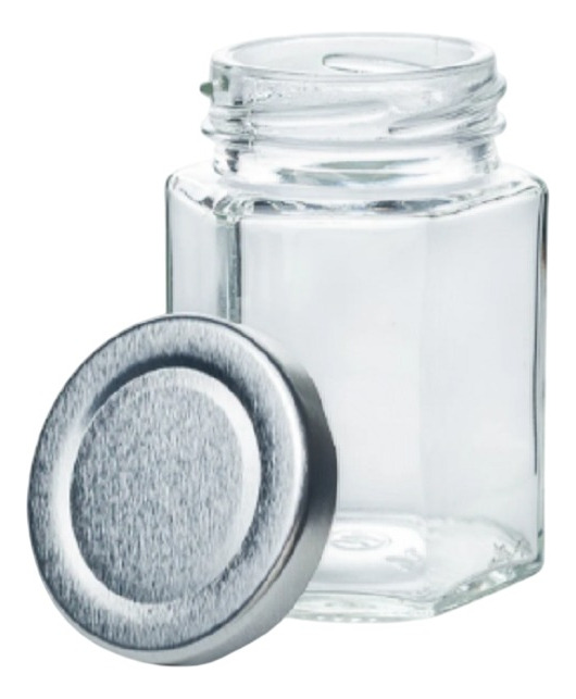 6 Frascos De Vidrio Hexagonal 110ml Conservas Velas + Tapa - Imagen 4